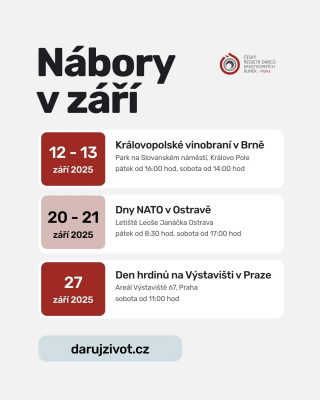 Nábory v ZÁŘÍ. Na jakých akcích se můžete registrovat?